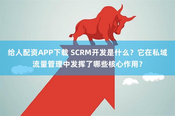 给人配资APP下载 SCRM开发是什么？它在私域流量管理中发挥了哪些核心作用？