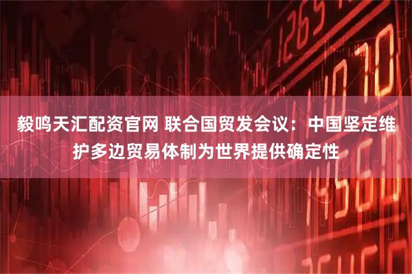 毅鸣天汇配资官网 联合国贸发会议:中国坚定维护多边贸易体制为世界提供确定性